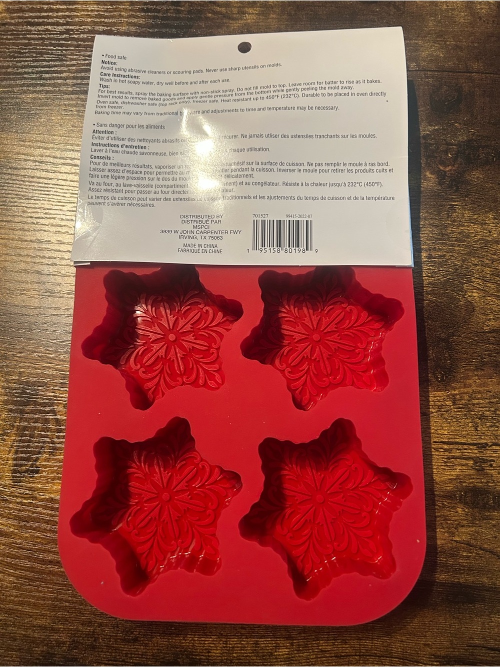 Celebrate It Red Snowflake Silicone Treat Tray - 6 Cavities - Picture 4 of 6